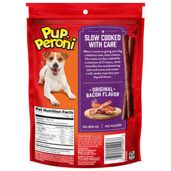 Pup-Peroni Original Bacon Flavor dog treats shown in a close-up of the treats.