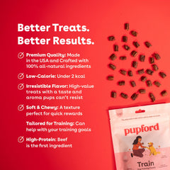 Pupford Beef Training Treats package shown from the back.