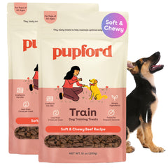 Pupford Beef Training Treats shown from the front of the package.