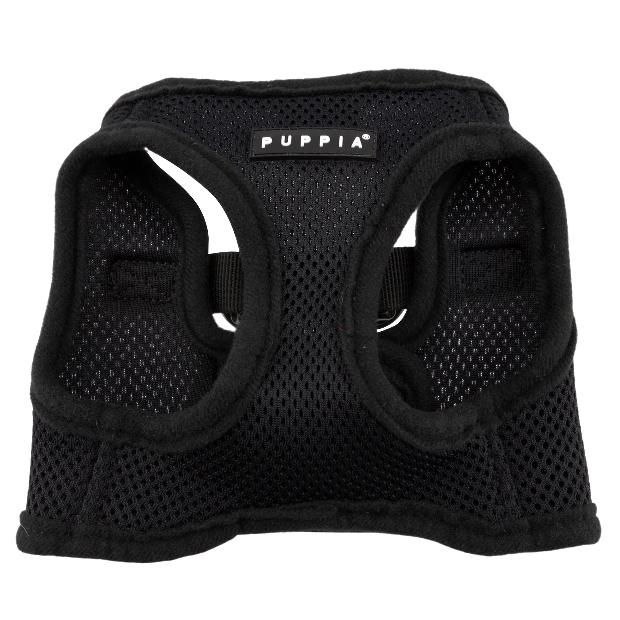 Puppia Soft B Vest Dog Harness chest fastening shown with Velcro and clip.