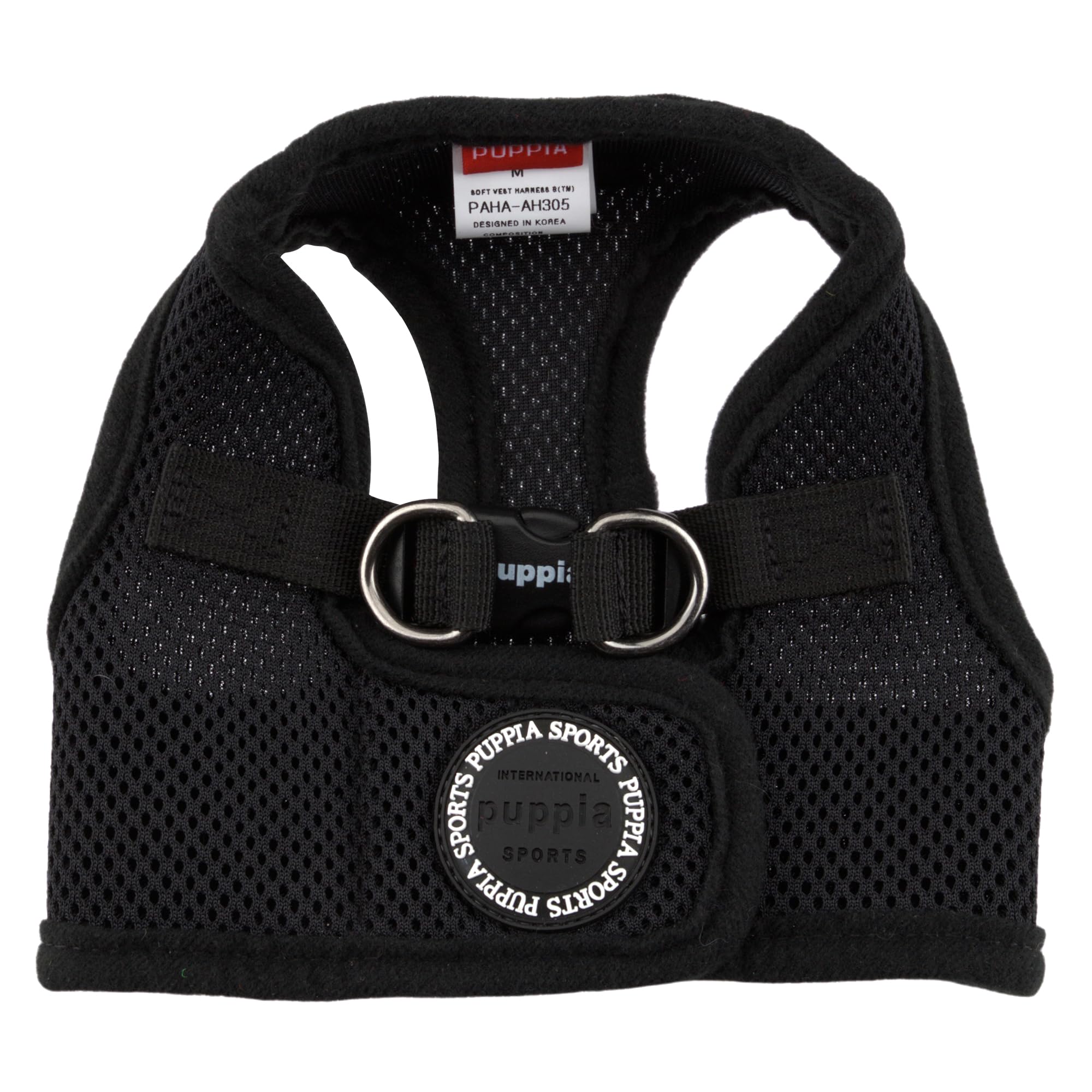 Puppia Soft B Vest Dog Harness air-mesh fabric shown in close-up.