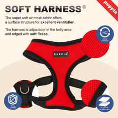 Puppia Soft Dog Harness detail highlighting the adjustable chest belt.