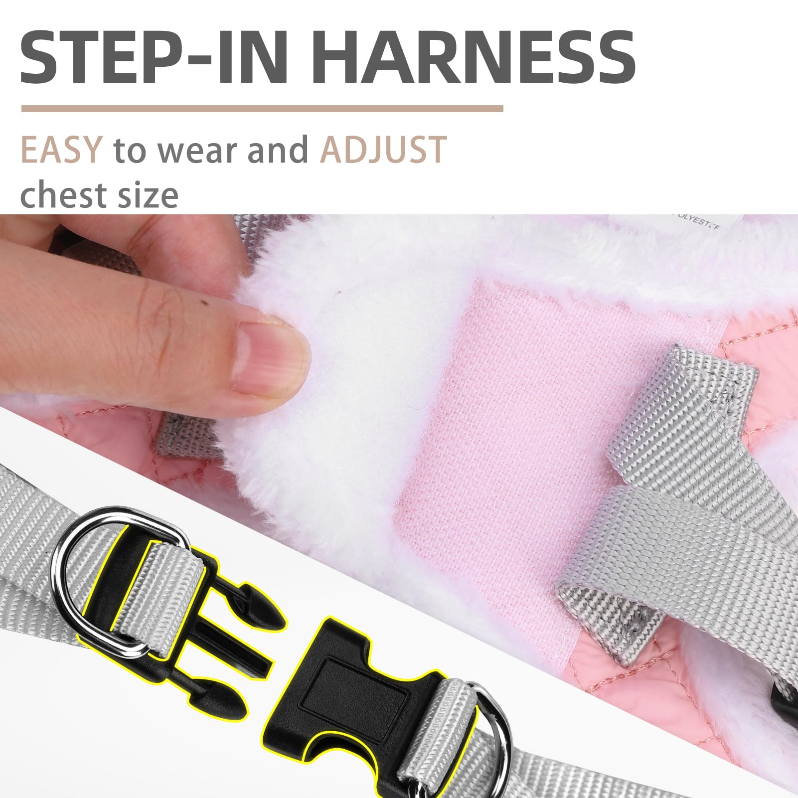 PUPTECK small dog harness close-up of the polyester and air mesh fabric.