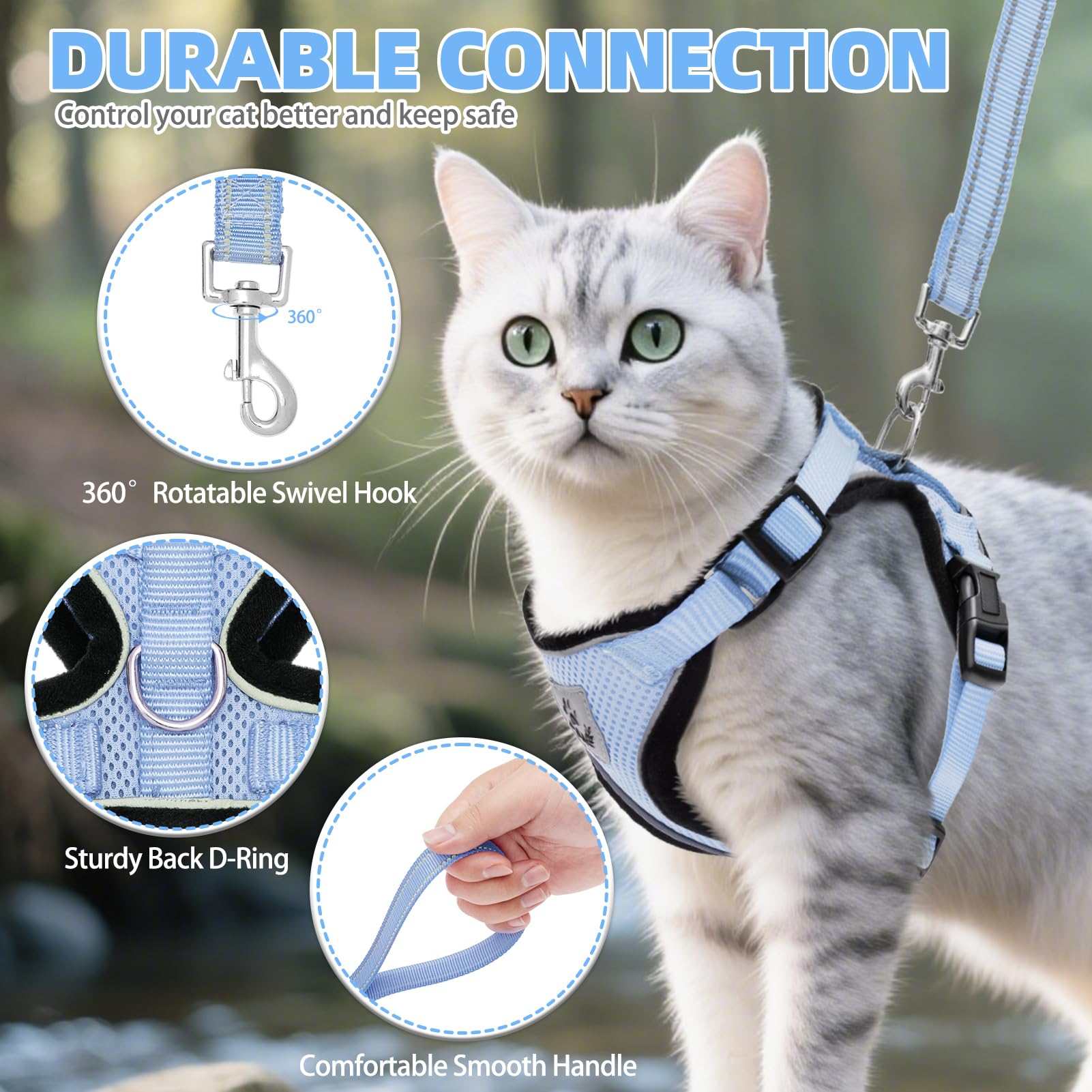 PUPTECK cat harness detail showing the adjustable straps for fitting.