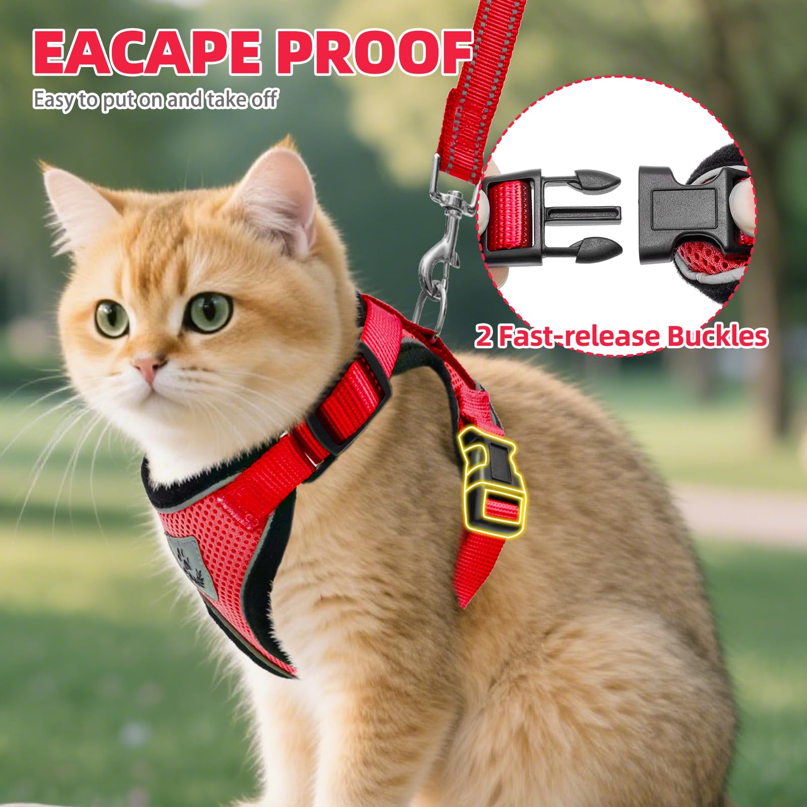 PUPTECK cat harness showing the adjustable straps for a tailored fit.