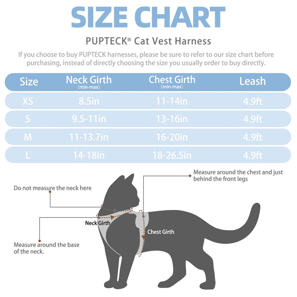 PUPTECK Cat Harness and Leash Set showing the vest and leash together.