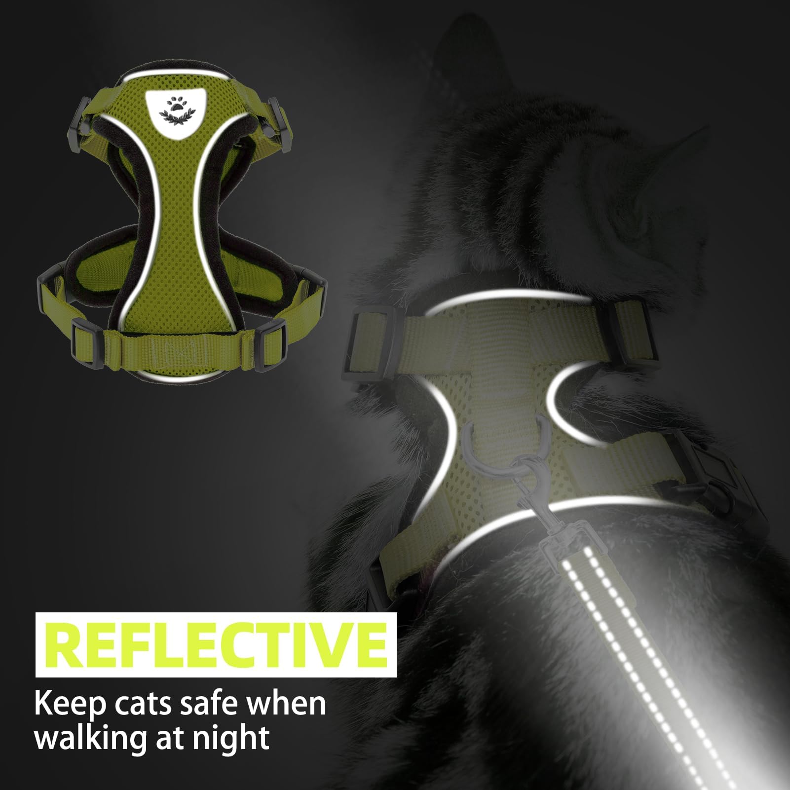 PUPTECK Cat Harness detail showing the D-ring leash attachment.