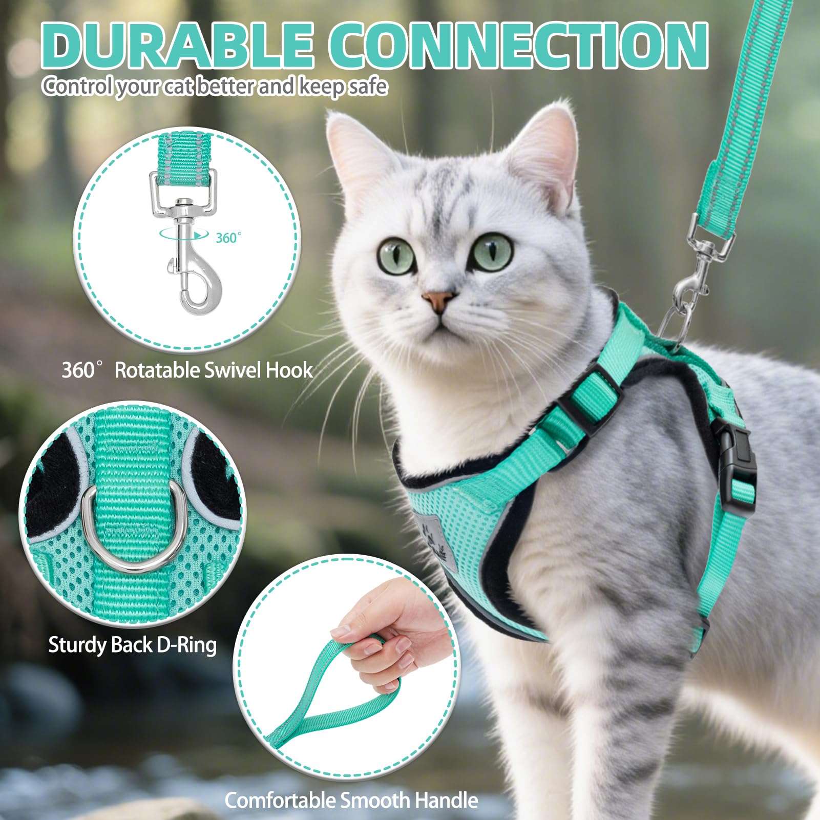 PUPTECK cat harness and leash displayed together as a walking set.