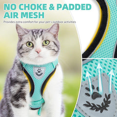 PUPTECK cat harness close-up showing the soft mesh fabric and edging.