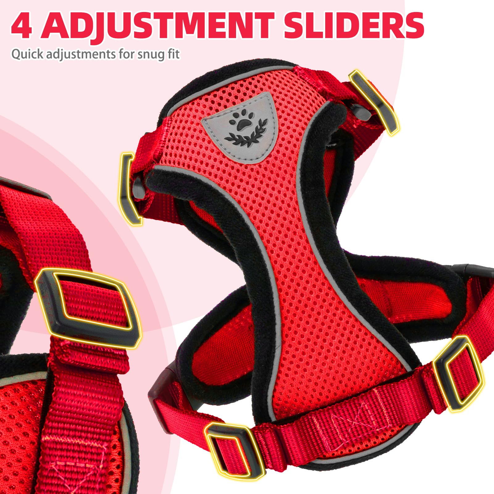 PUPTECK cat harness detail showing its quick-release buckles.