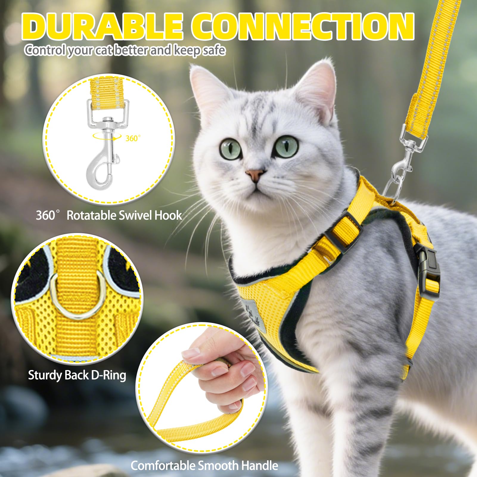 PUPTECK Cat Harness detail showing the reflective strips.