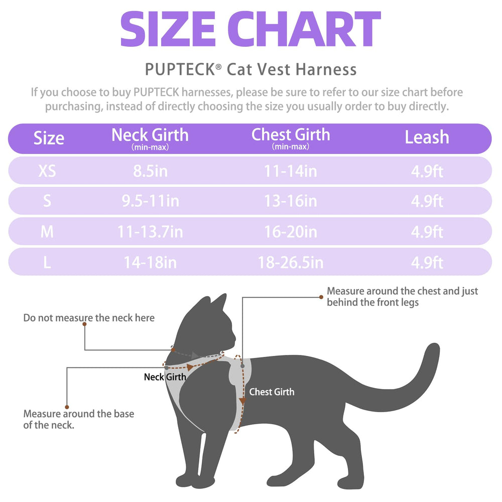 PUPTECK cat harness shown from the back with its vest shape visible.