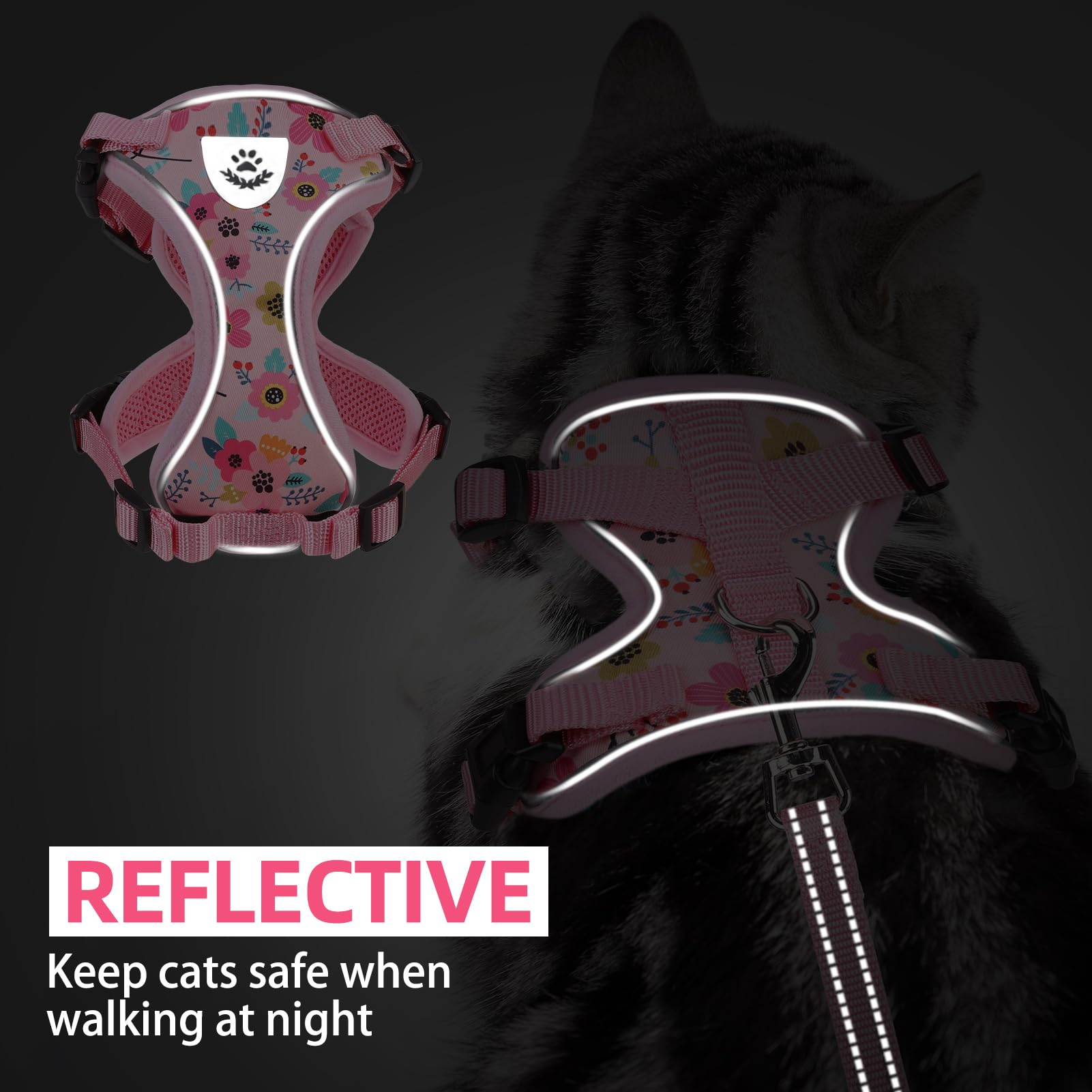 PUPTECK cat harness and leash set shown together for outdoor walks.