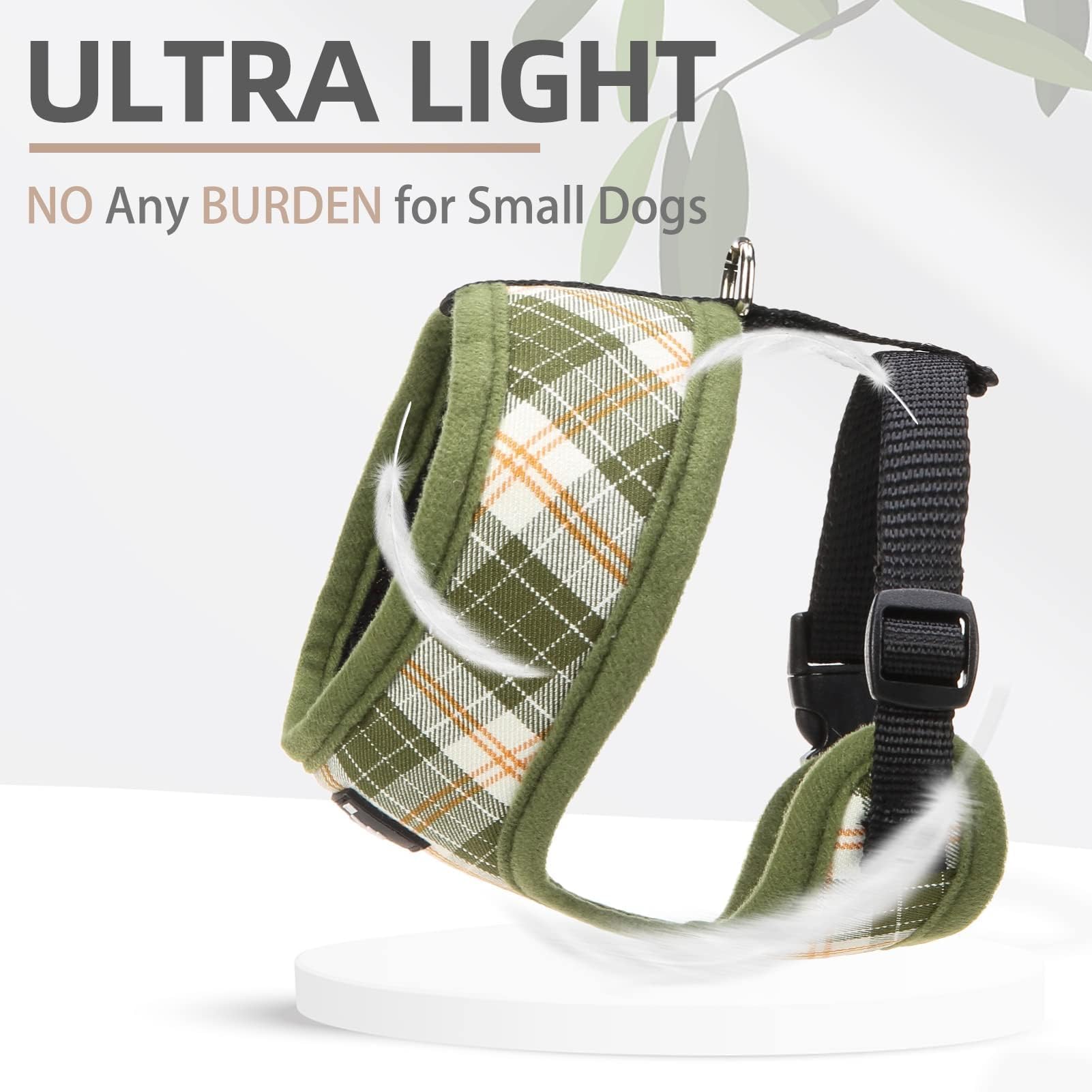 PUPTECK small dog harness and leash set showing the metal D-ring leash attachment.