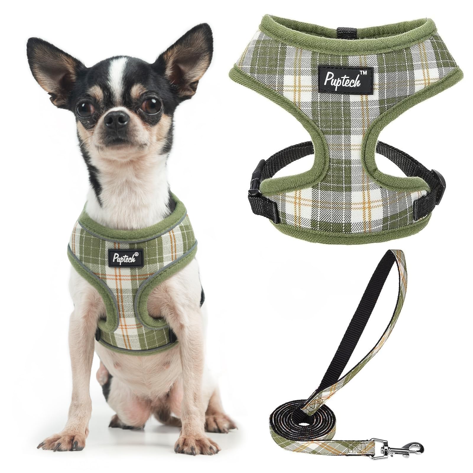 PUPTECK dog harness and leash set shown from the front.
