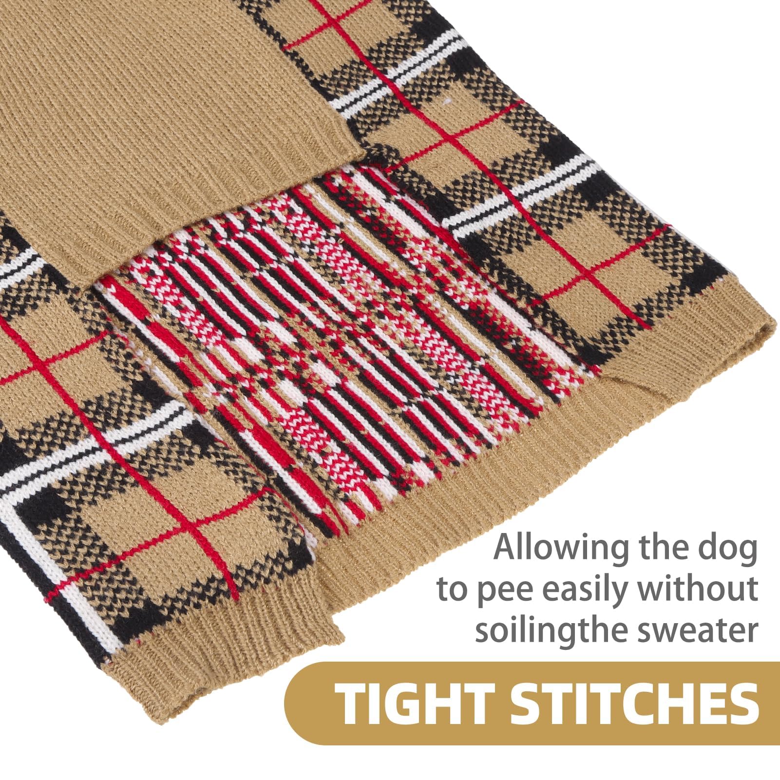 PUPTECK dog sweater detail showing the higher-cut belly.