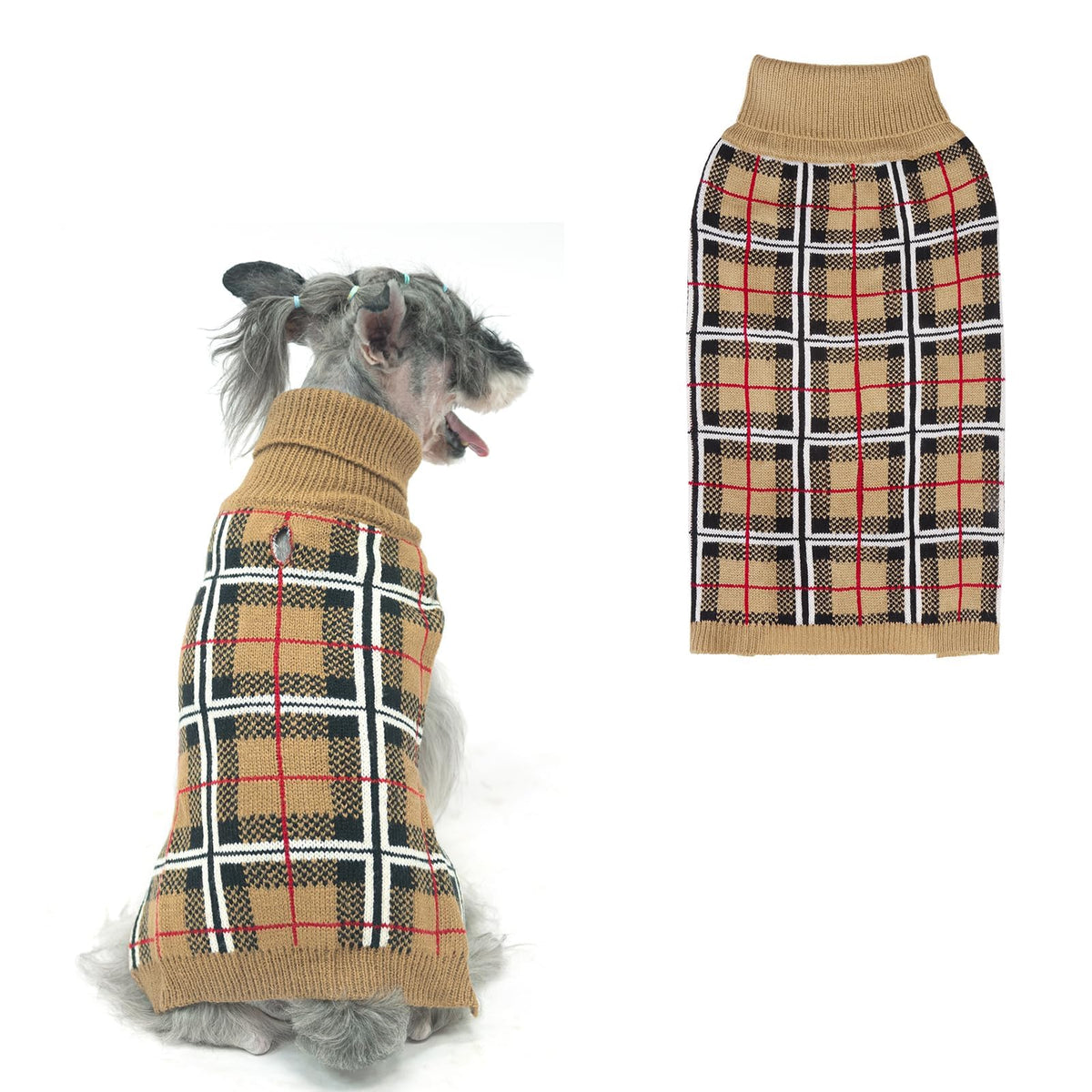 PUPTECK dog sweater shown from the front with its sleeveless pullover shape.