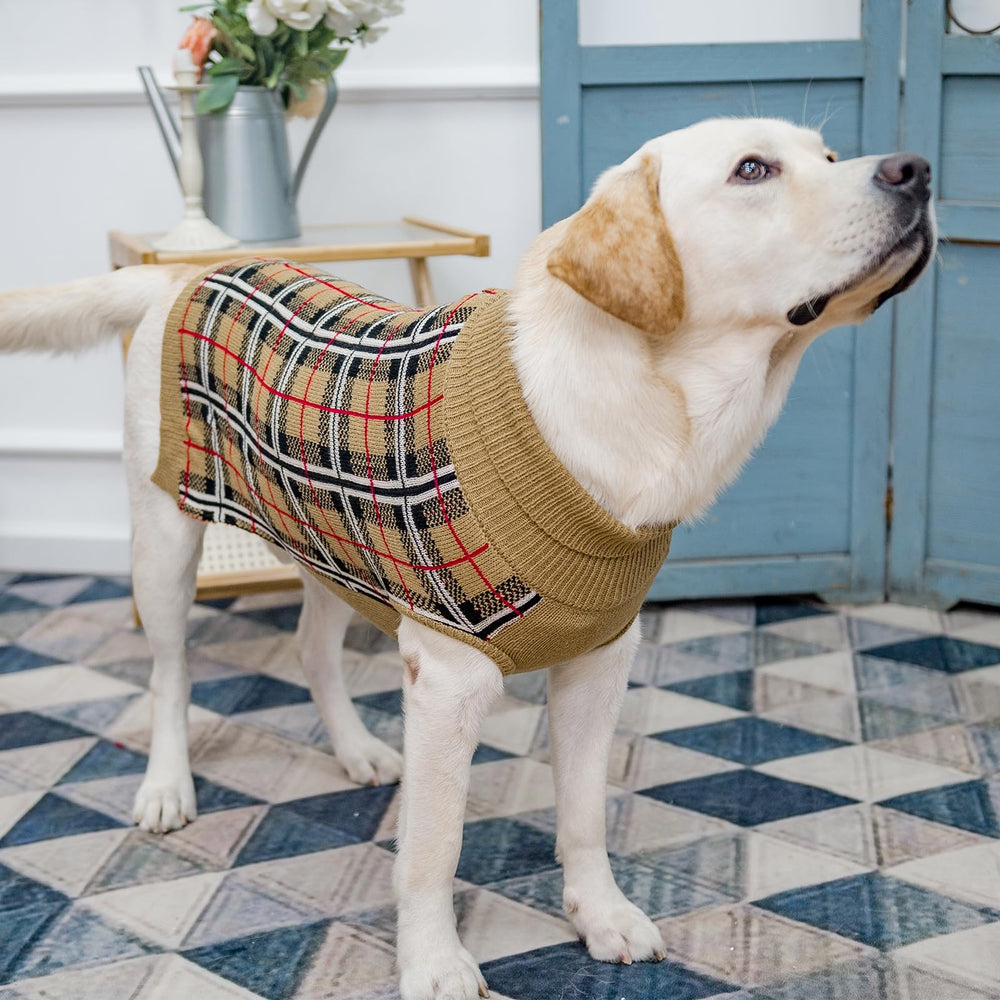 PUPTECK dog sweater size chart showing chest girth and back length.