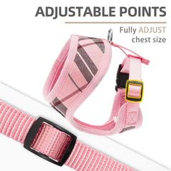 PUPTECK small dog harness plaid pattern shown in close detail.