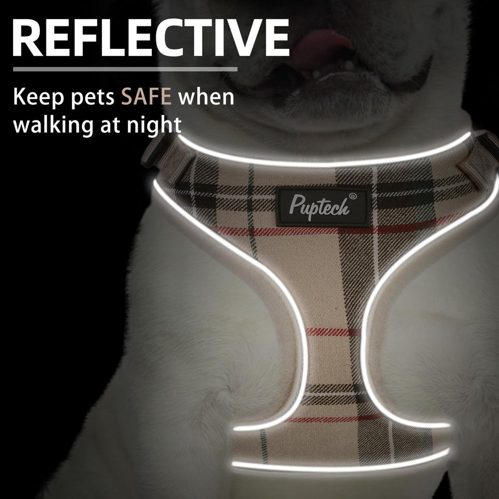 PUPTECK small dog harness quick-release buckle and neck adjustment.