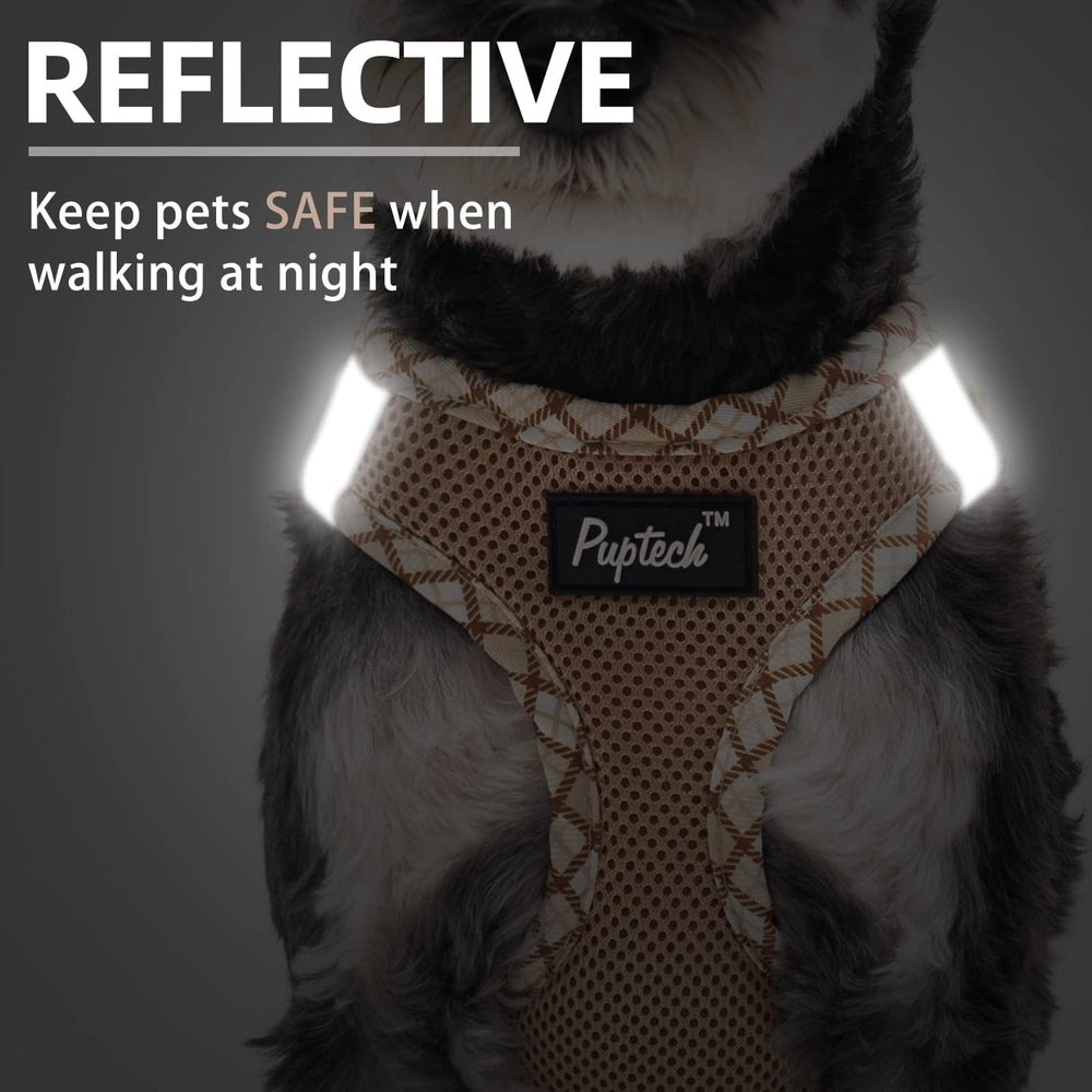 PUPTECK small dog harness close-up showing the buckle and metal D-rings.