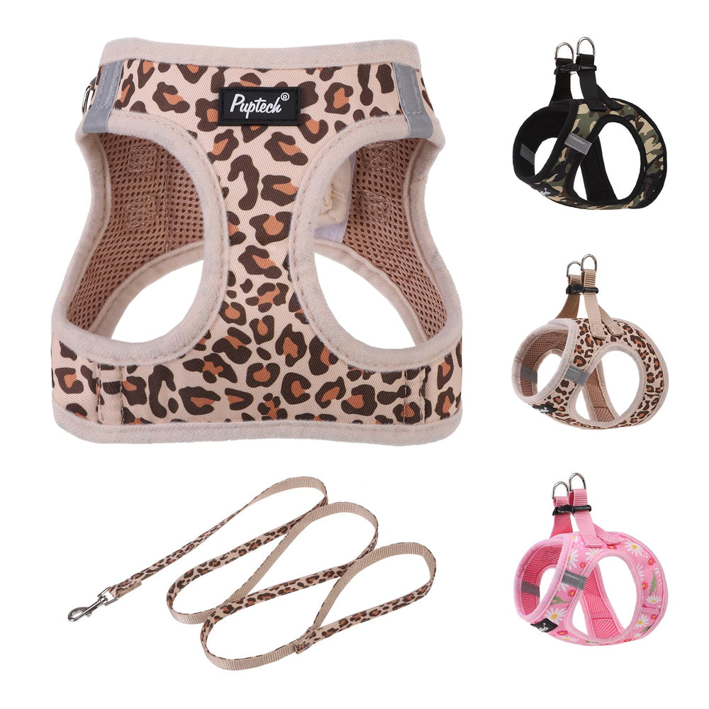 PUPTECK small dog harness and leash set shown from the front.
