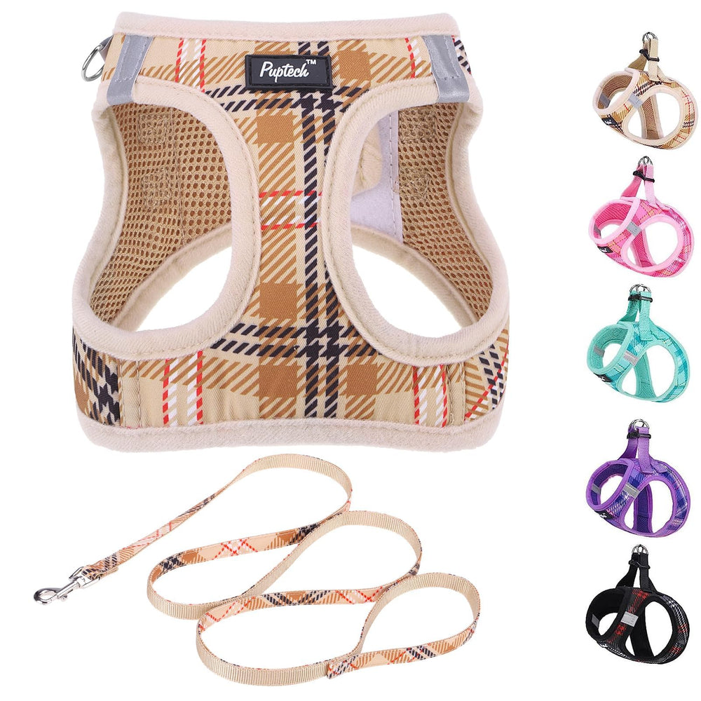 PUPTECK small dog harness and leash set shown from the front.