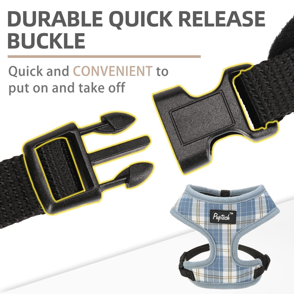 PUPTECK small dog harness detail showing the metal D-ring for leash attachment.