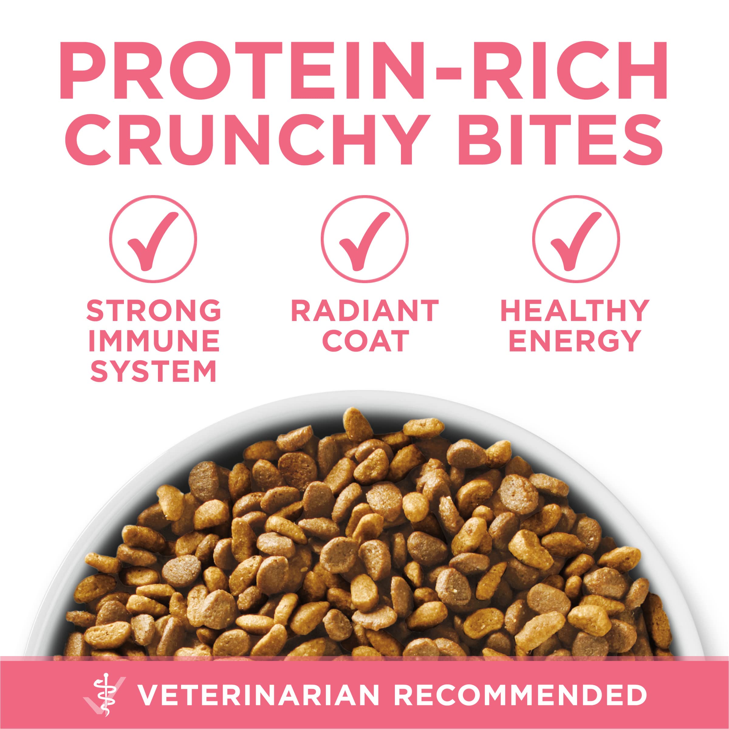 Purina ONE kitten dry cat food crunchy kibble with added calcium.