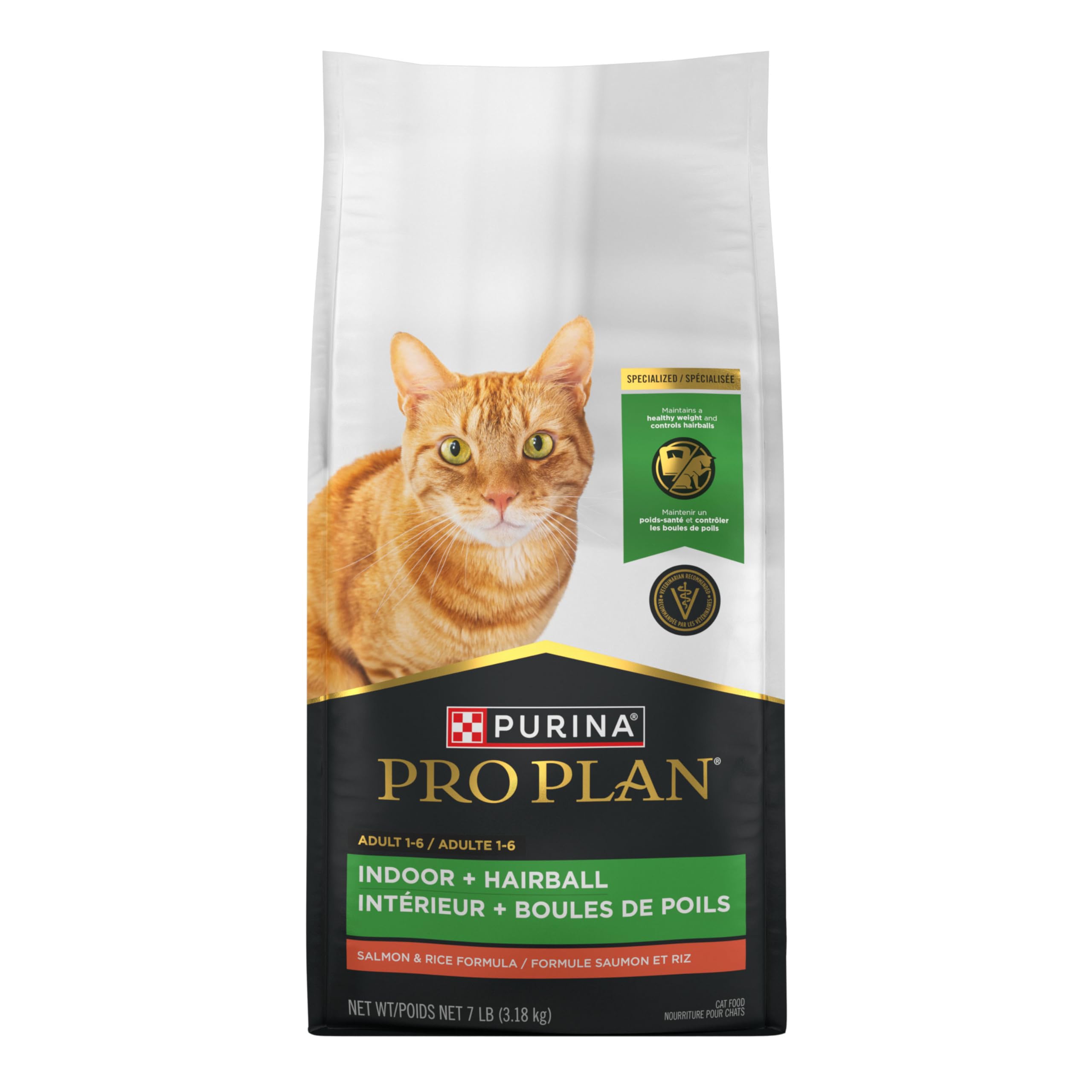 Purina Pro Plan indoor cat food with its healthy-weight nutrition focus.