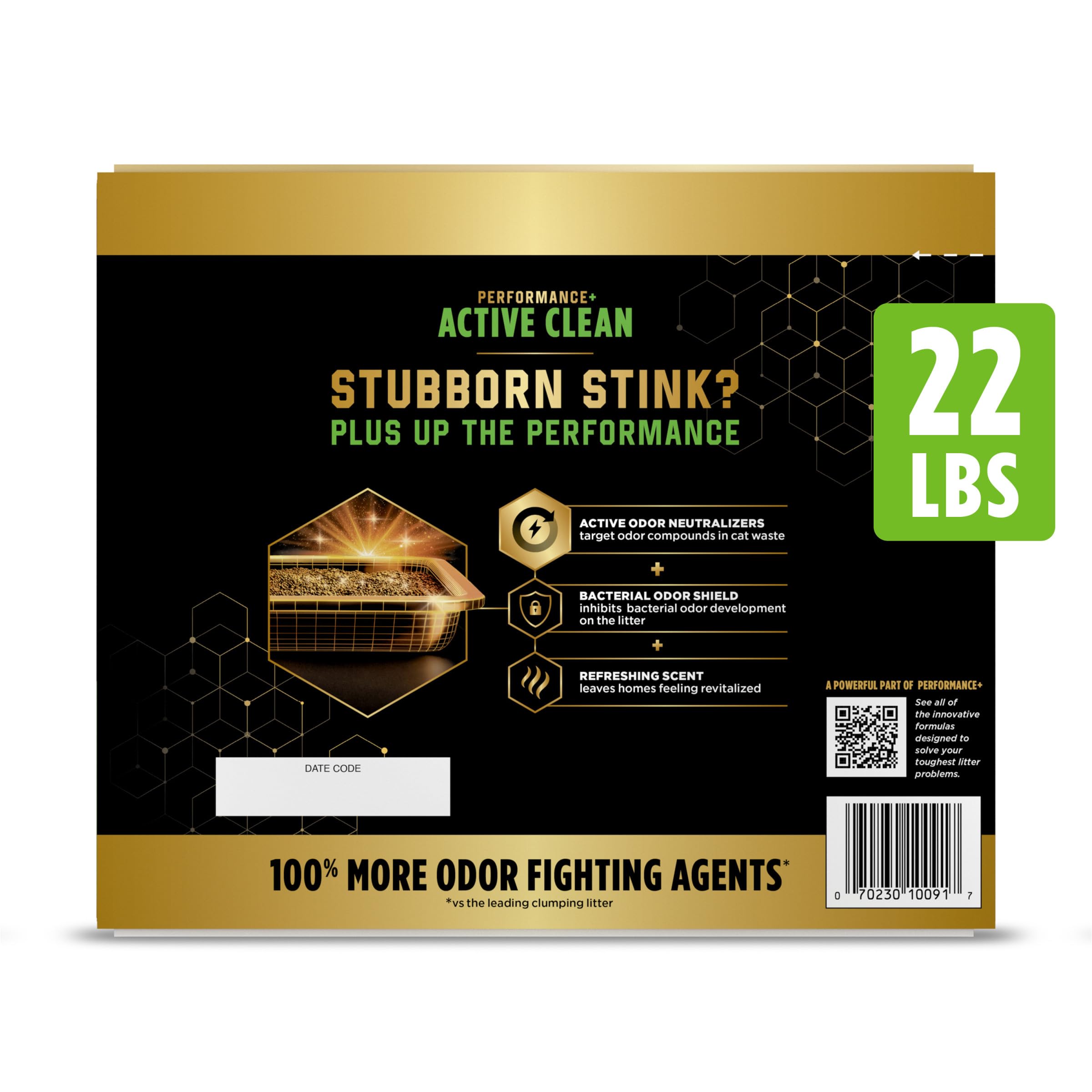 Purina Tidy Cats Active Clean cat litter packaging showing odor-control details.
