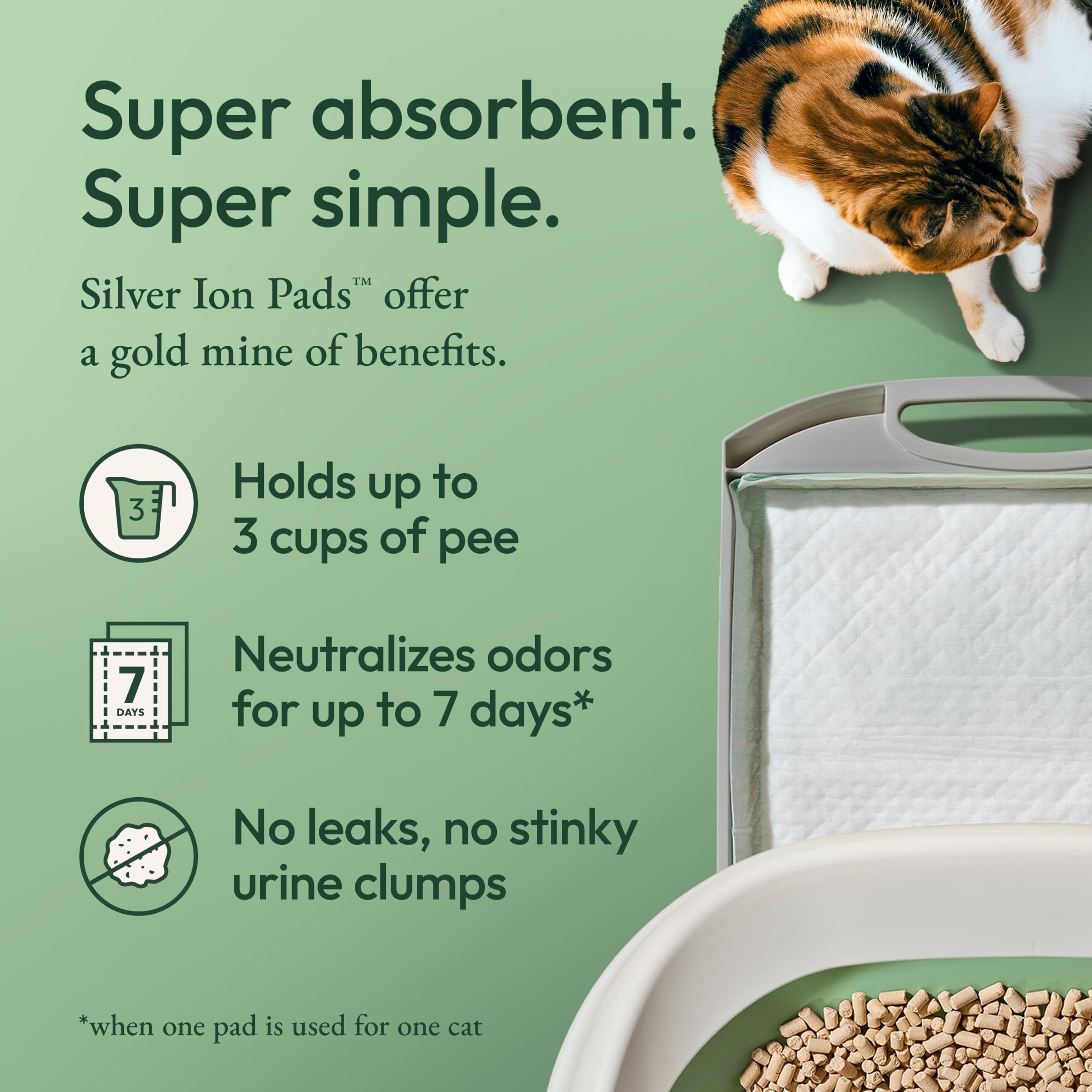 Purina Tidy Cats Breeze pad positioned beneath the pellets.