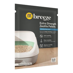 Purina Tidy Cats Breeze Extra Strength Zeolite Pellets shown in a close-up of the pellet texture.