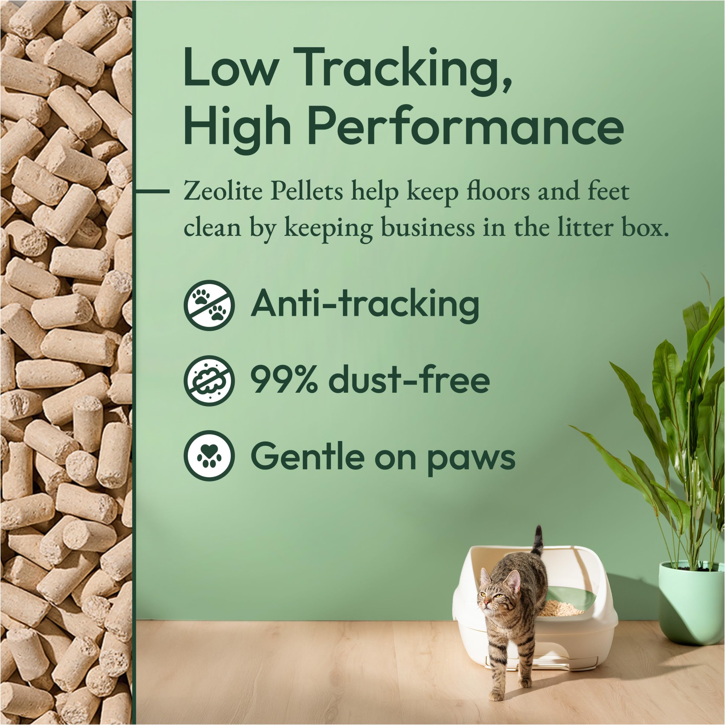 Purina Tidy Cats Breeze pellets shown as solid waste is scooped.