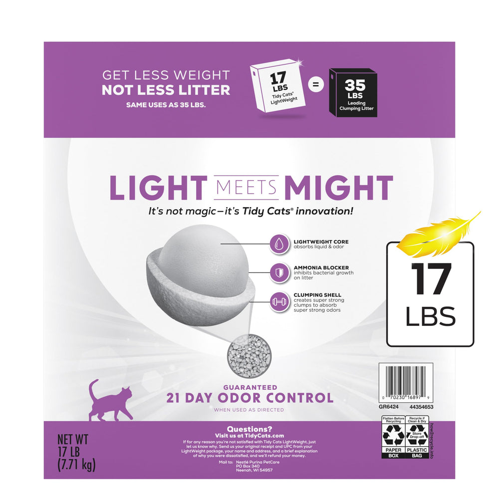 Purina Tidy Cats LightWeight litter shown for use in a multi-cat litter box.