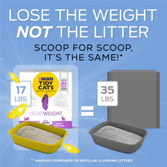 Purina Tidy Cats LightWeight litter package showing its product details.
