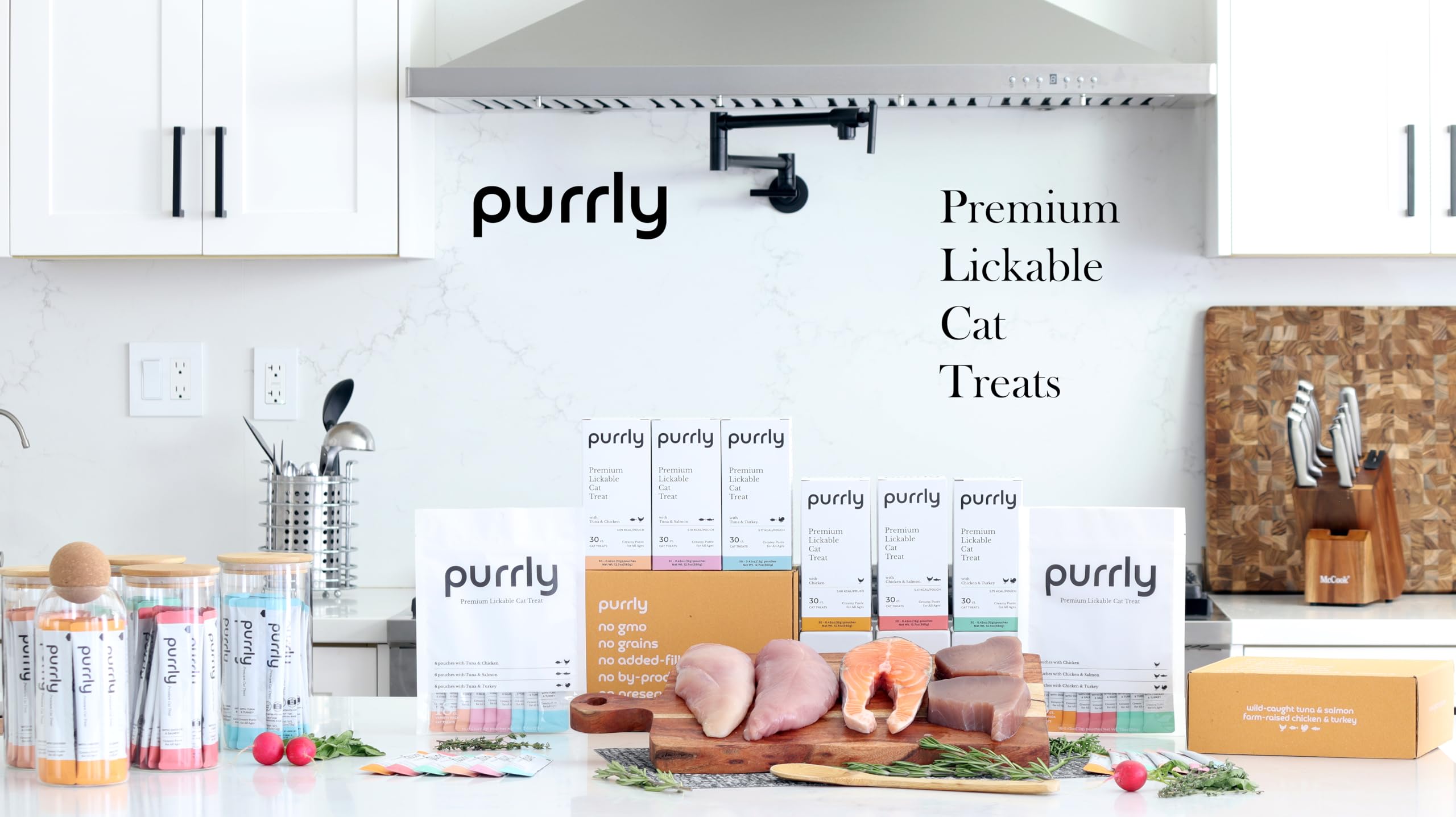 Purrly lickable cat treats shown in a close-up of the pouch.