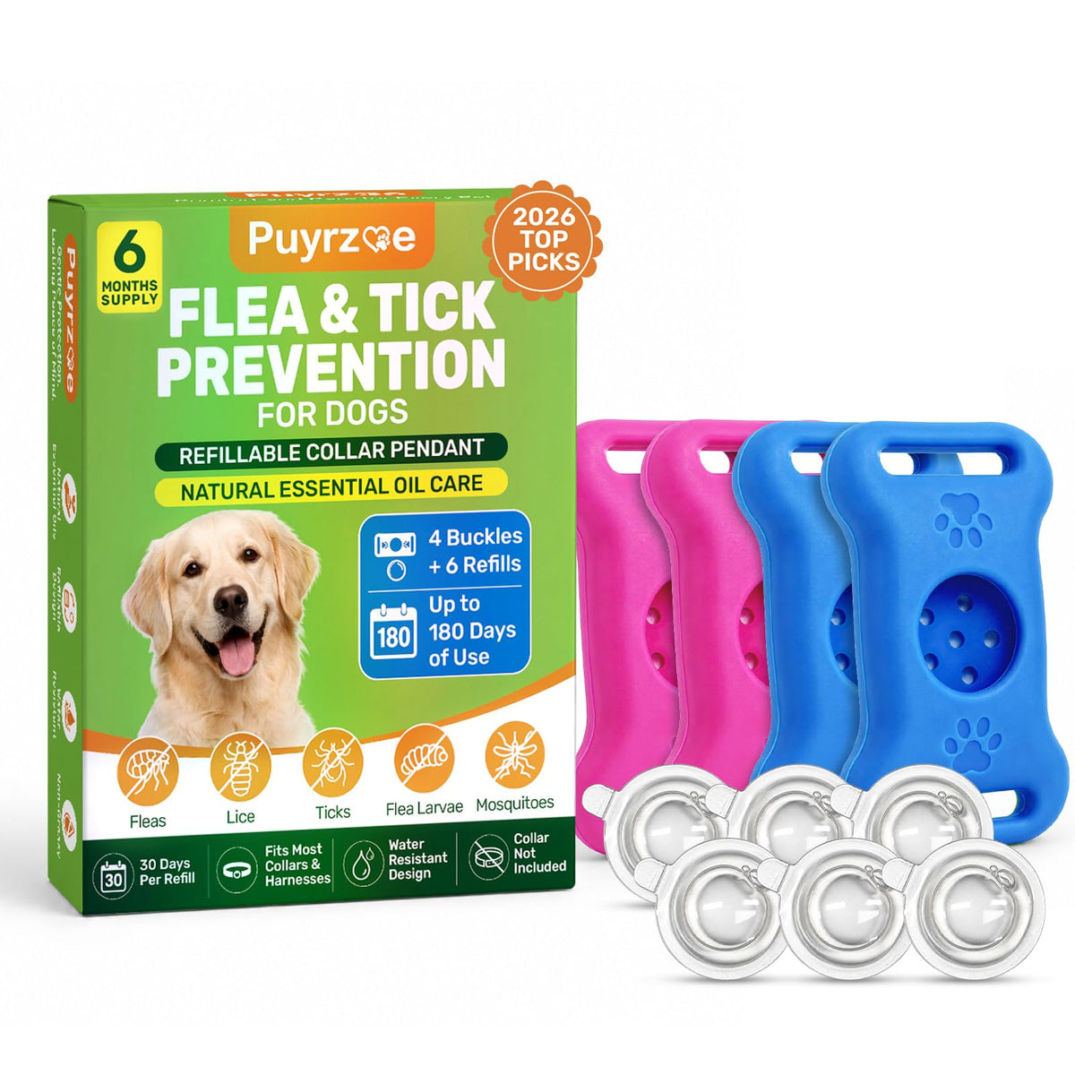 Puyrzoe flea pendant shown from the front with its refillable design.
