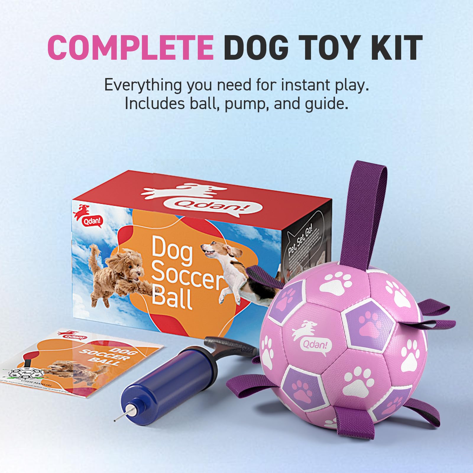 QDAN Dog Soccer Ball shown during supervised outdoor play.
