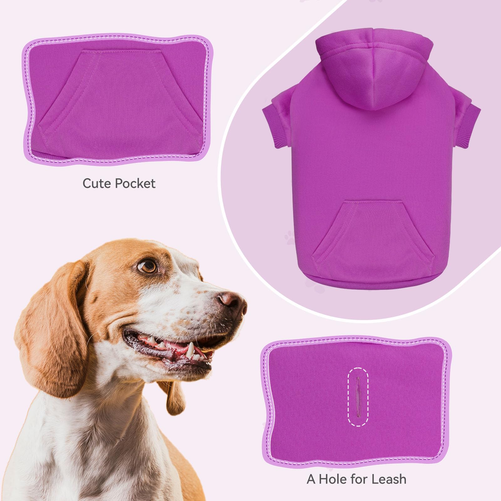 QDYU dog hoodie shown on a dog for an outdoor outing.