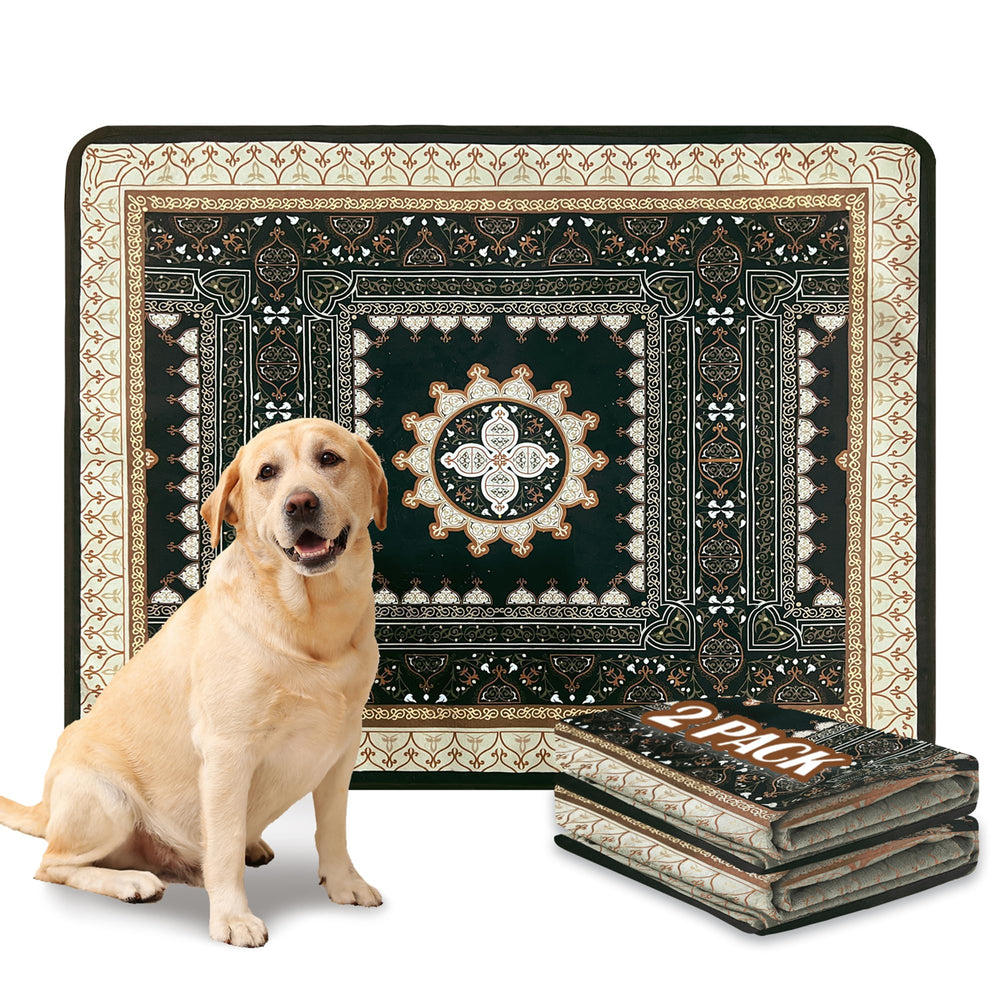 Qeils washable dog pee pad shown from the front in a tie-dye style.