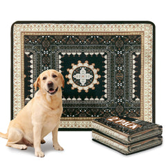 Qeils washable dog pee pad shown from the front in a tie-dye style.