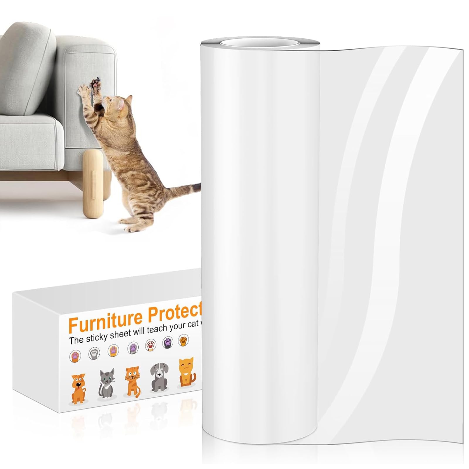 QianShouYan cat scratch furniture protector shown as a roll of clear film.