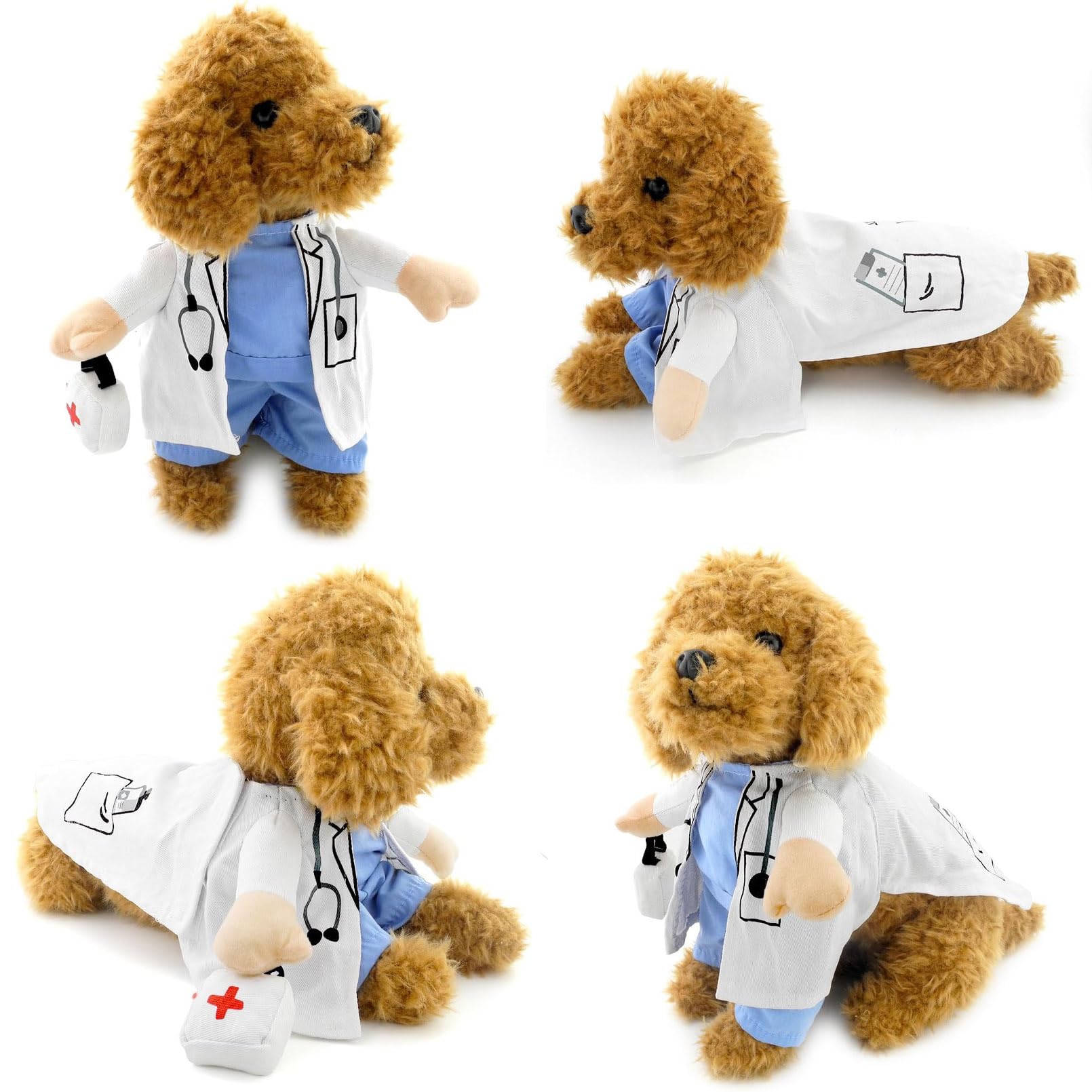 Qidelong pet doctor costume worn by a small dog.