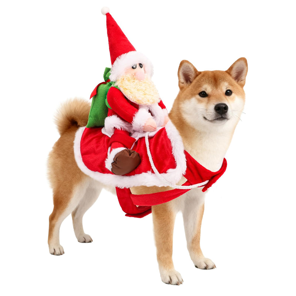 QKURT Santa Dog Costume shown from the front with its festive Santa design.