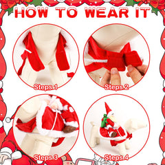 QKURT Santa Dog Costume detail showing the adjustable neck and chest closures.
