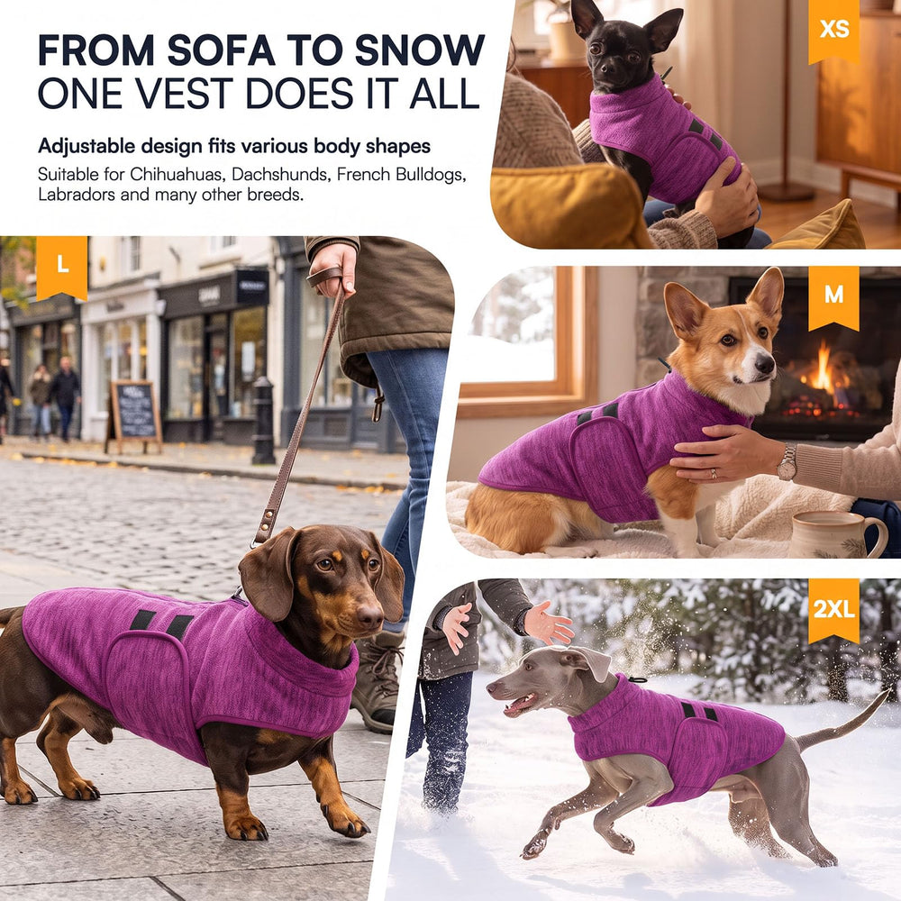 Queenmore dog fleece sweater shown across the abdominal area.