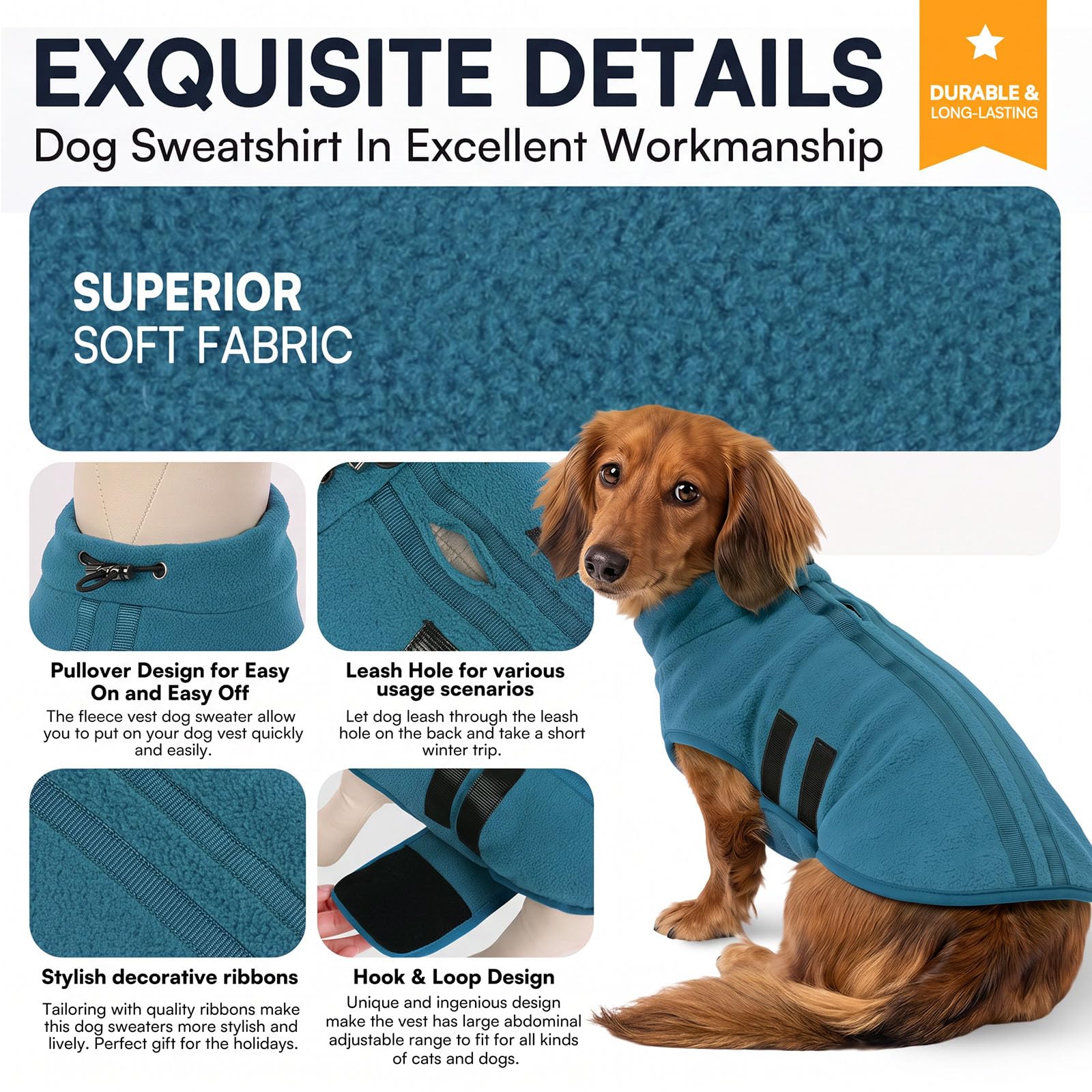 Queenmore dog fleece sweater showing the leash hole on the back.
