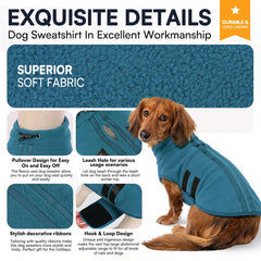 Queenmore dog fleece sweater showing the leash hole on the back.