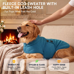 Queenmore dog fleece sweater close-up showing the soft fleece fabric.